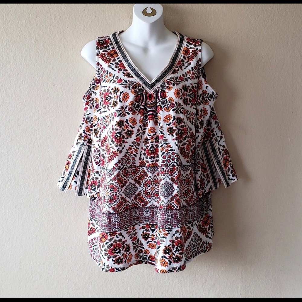 New Style & Co Floral Shoulder Top